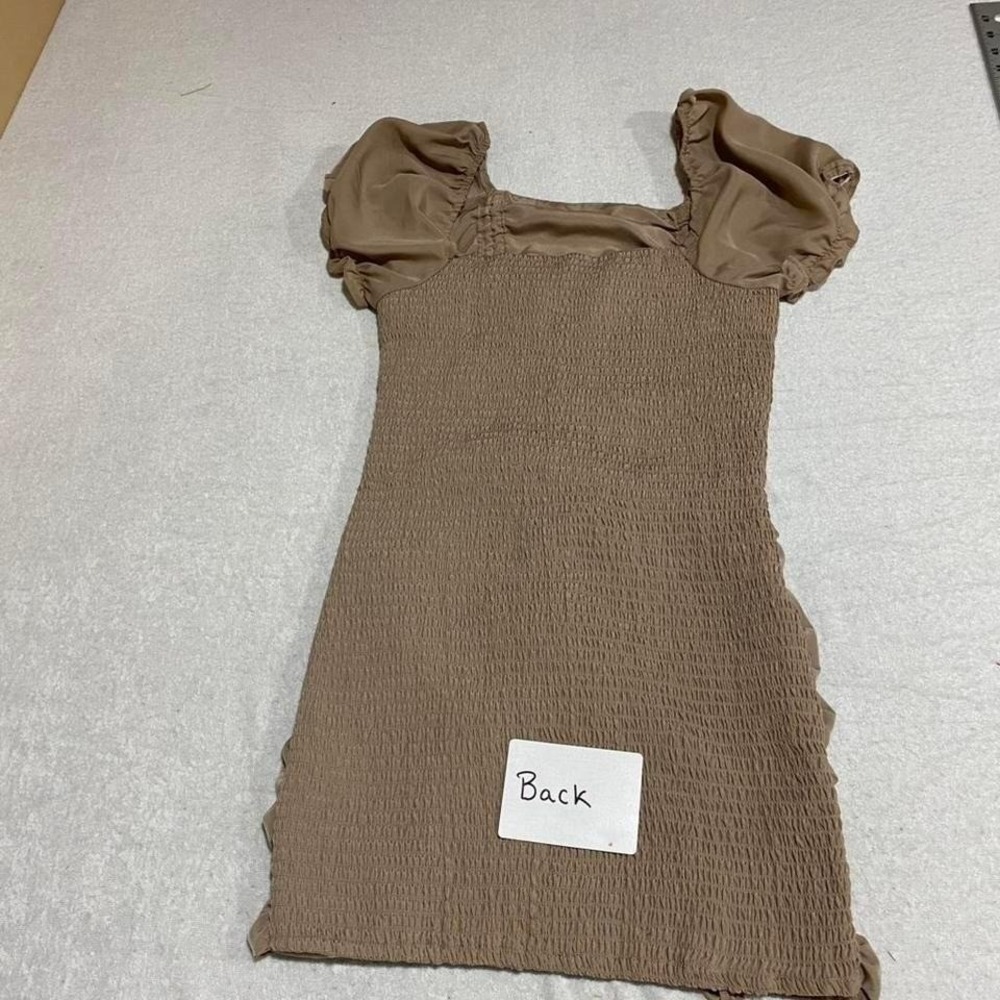 Love tree Tan/ brown ruched mini dress women Medium. SKU639 - Picture 5 of 7